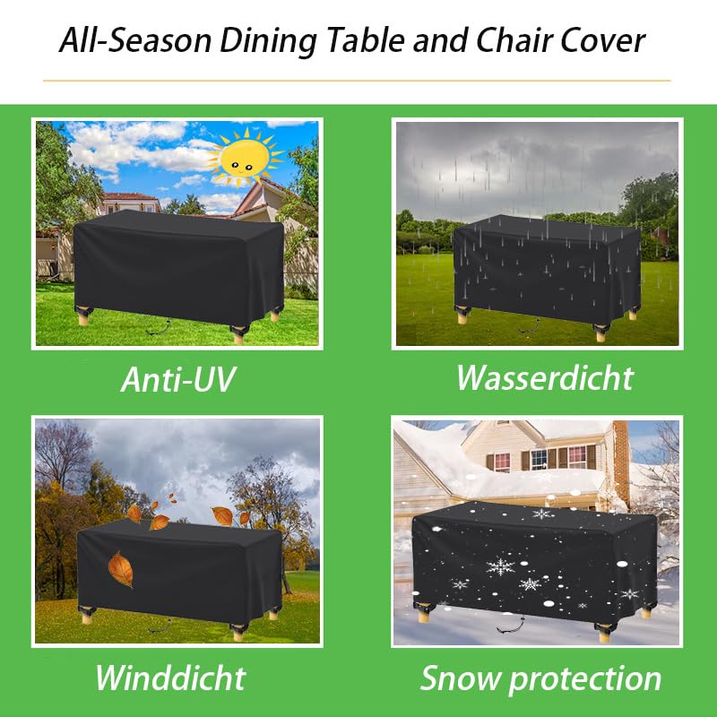 Copertura in Tessuto Oxford 420d,Copri Mobili Da Giardino 260x70x100cm/LxPxA Copri Tavolo Da Esterno Impermeabile,Resistente Alle Intemperie Con Coulisse Copertura Rettangolare per Esterni, Giardino
