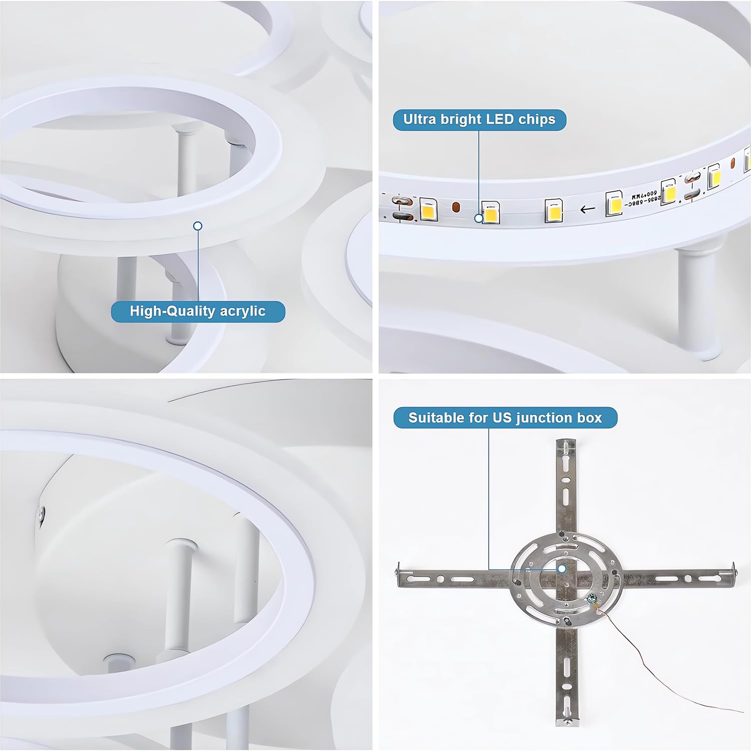 Nowoczesna oprawa sufitowa LED,oprawa sufitowa do domu z funkcją ściemniania,3000-6000 K,z pilotem zdalnego sterowania,oświetlenie sufitowe do salonów czarna energooszczędna lampa (Biały, L58cm)