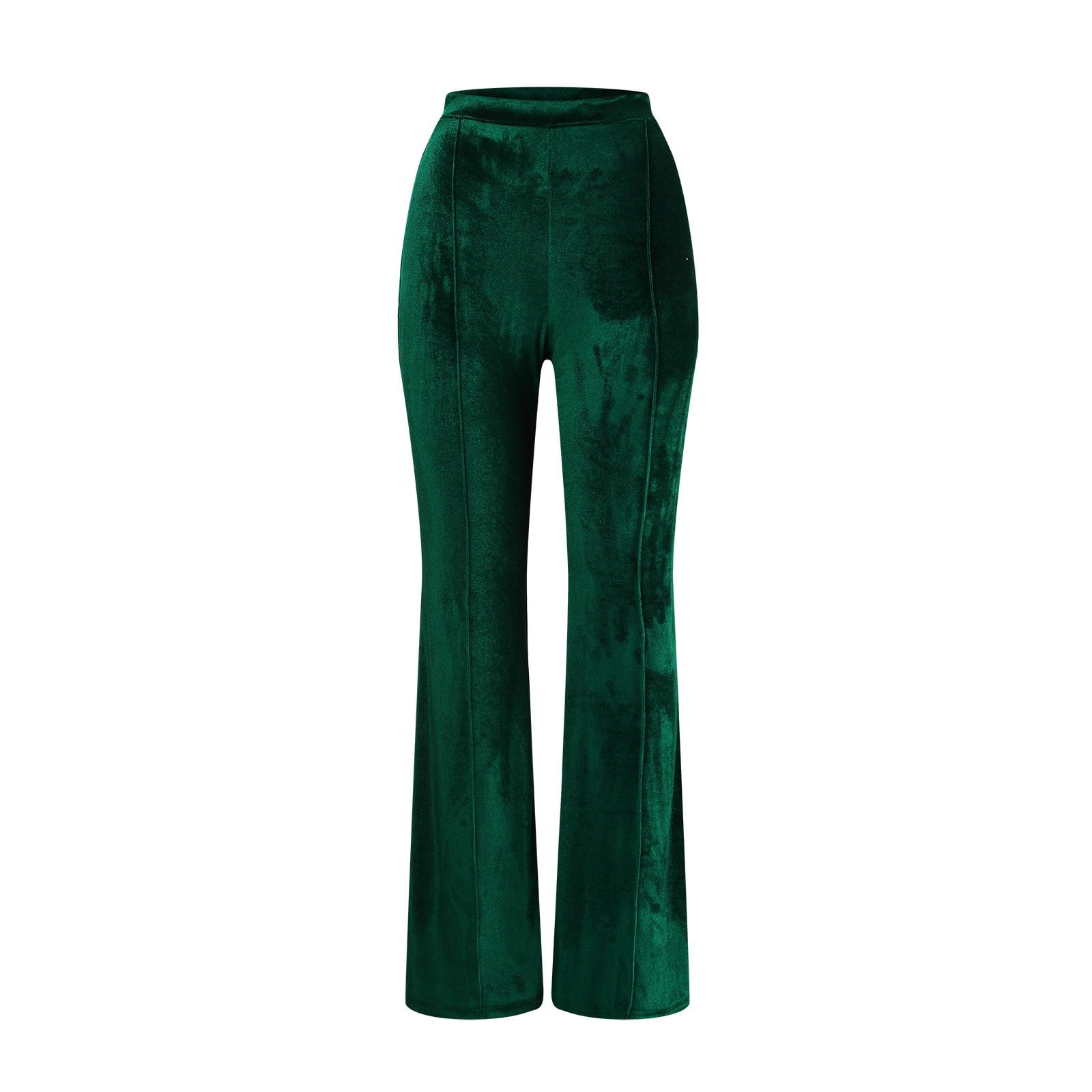 Pantaloni svasati da donna in velluto, a vita alta, gamba larga, elasticizzato, con cucitura frontale