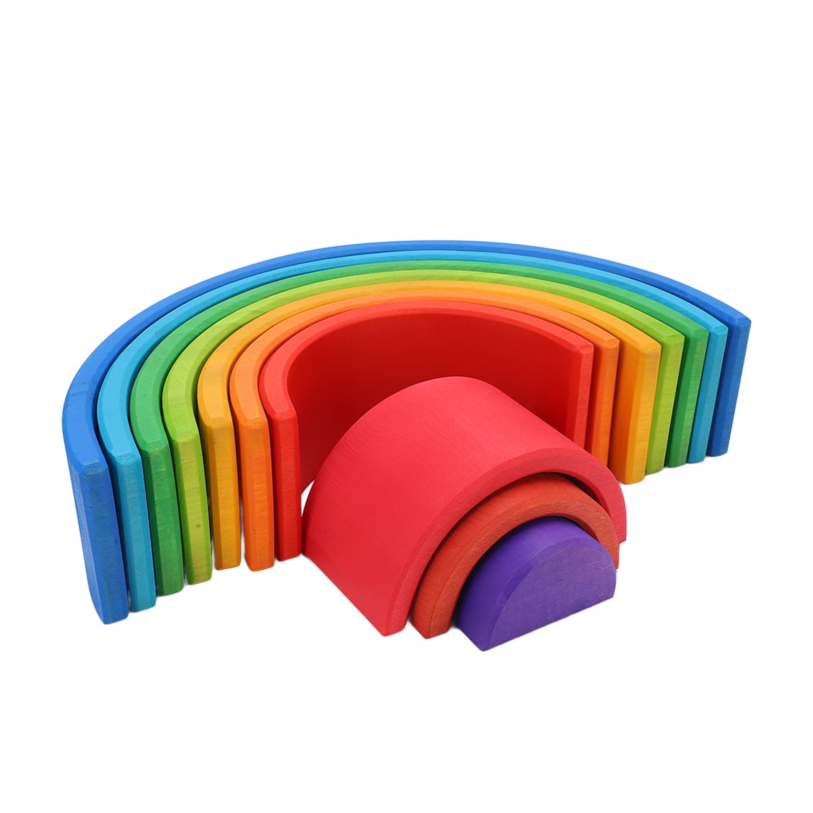 Zunate Grimms Juguete Apilable de Madera Bloques de Coloridos para Niños Pequeños Juego Educativo 10 Unidades