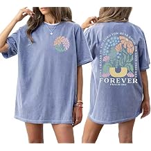 Christian Oversized Shirt for Women Faith Bible Verse Graphic Tee Top Vacation Summer Casual Boho Wildflowers T Shirt