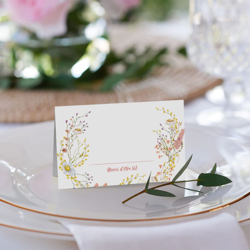 50 Marque-Places Mariage A7 Partycards - Cartons Placement Élégants Pour Deco Mariage Et Baptême