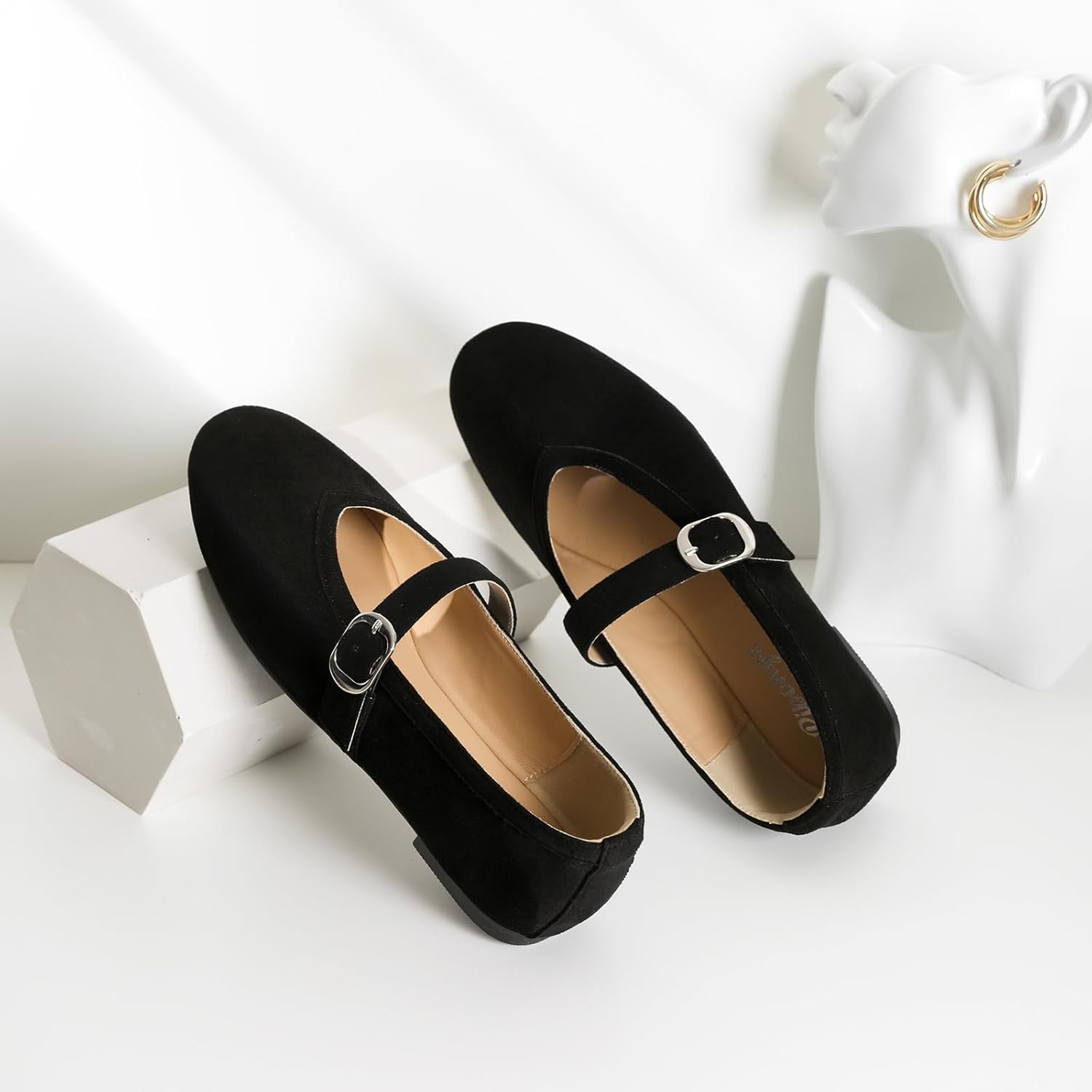 RIBONGZ Women's Flats Foldable Ballet Mary Jane Round Toe Dress Shoes with Ankle Strap Buckle Comfortable Slip On Leather Flat Girls Ballerina Shoes for Office Work Party Walking Casual - Image 8