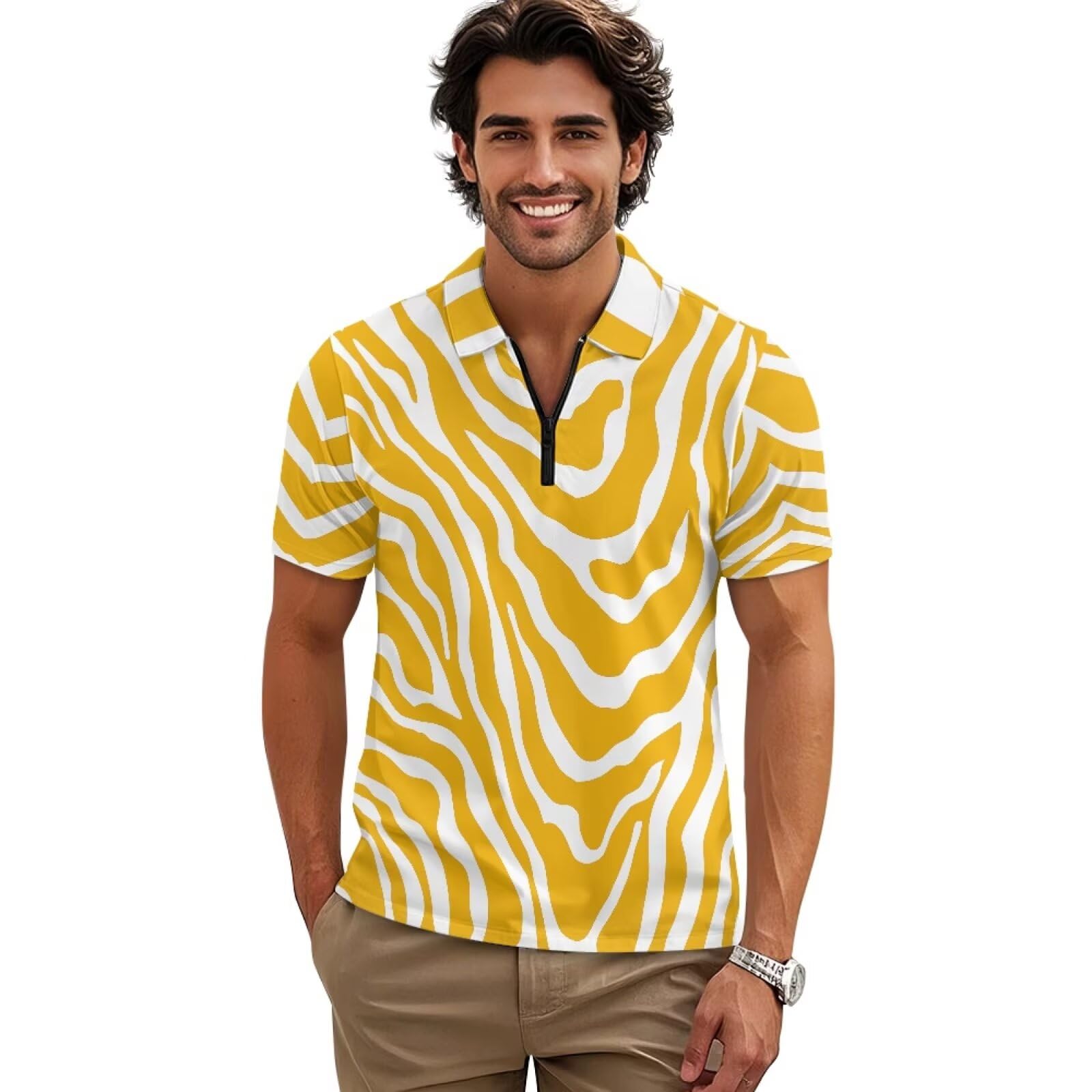 Herren Sommer Poloshirts Slim Fit Golf Shirts Casual Top Kurzarm T-Shirt Beachwear für Business Urlaub