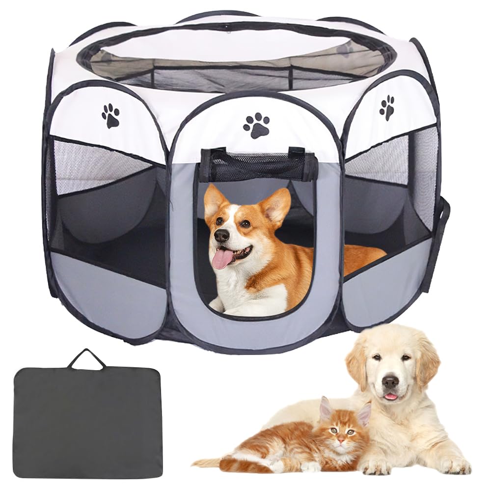 KQWVZ Parque para Perros, Parque Plegable para Perros, Corralito para Perros, Parque Perros Pequeños, Perros Plegable Corralito Perro En Tela Oxford para Cachorros Perros Gatos Conejos(73x73x43cm)