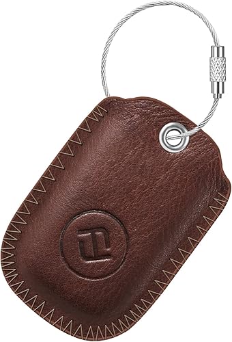 Fintie Funda de piel auténtica para buscador de llaves Tile Pro 2022, antiarañazos, con llavero, color marrón