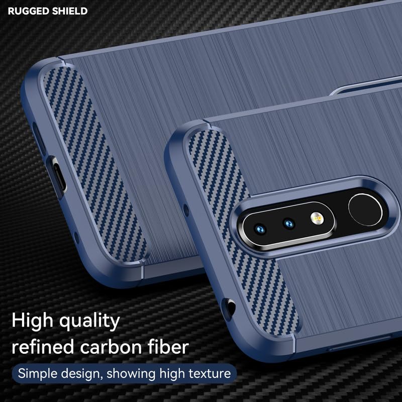 Image of Hybrid Carbon Fiber Back Case for Nokia 6.1 Plus / X6 (Blue)