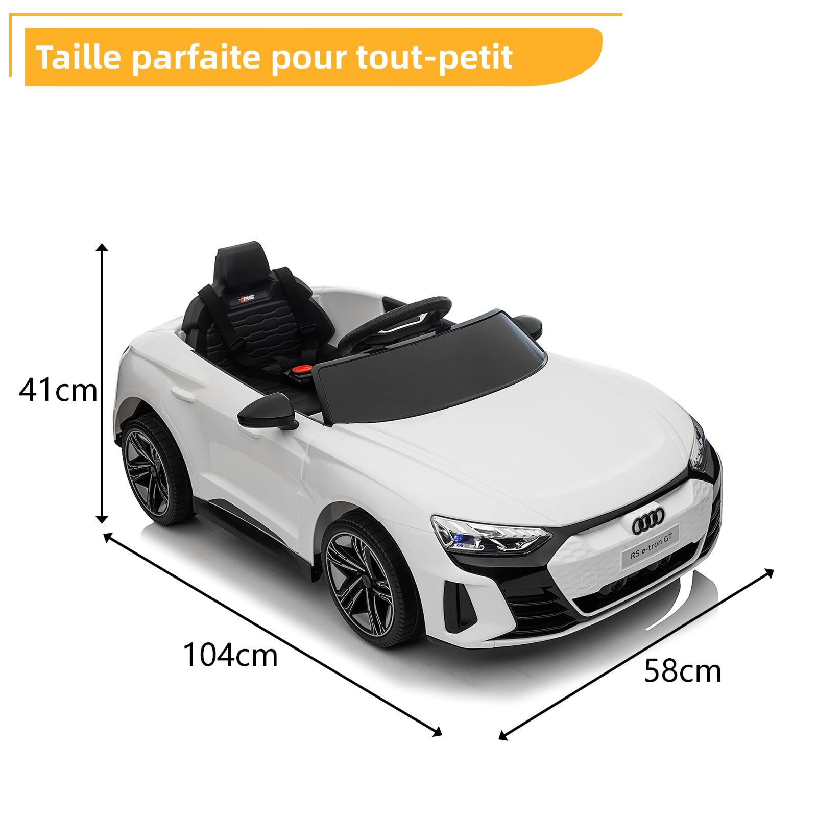 Audi Voiture Électrique Enfant 12V 2 Portes avec Télécommande 2.4G MP3 Blanc
