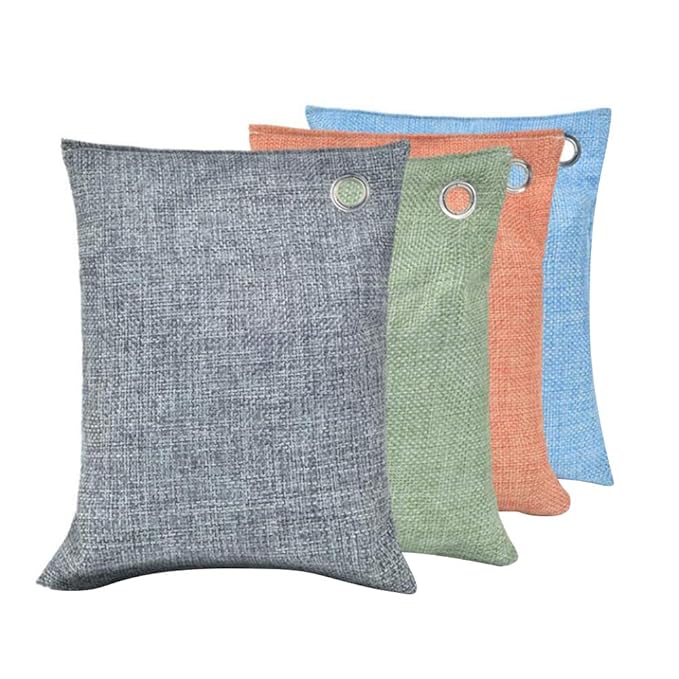 DOGOU 4 Pack * 200g Activated Charcoal Bag for Home Activated Charcoal Fresher Odor Absorber Remove TVOC Mold Moisture Purify Air for House Car Wardrobe Cabinet