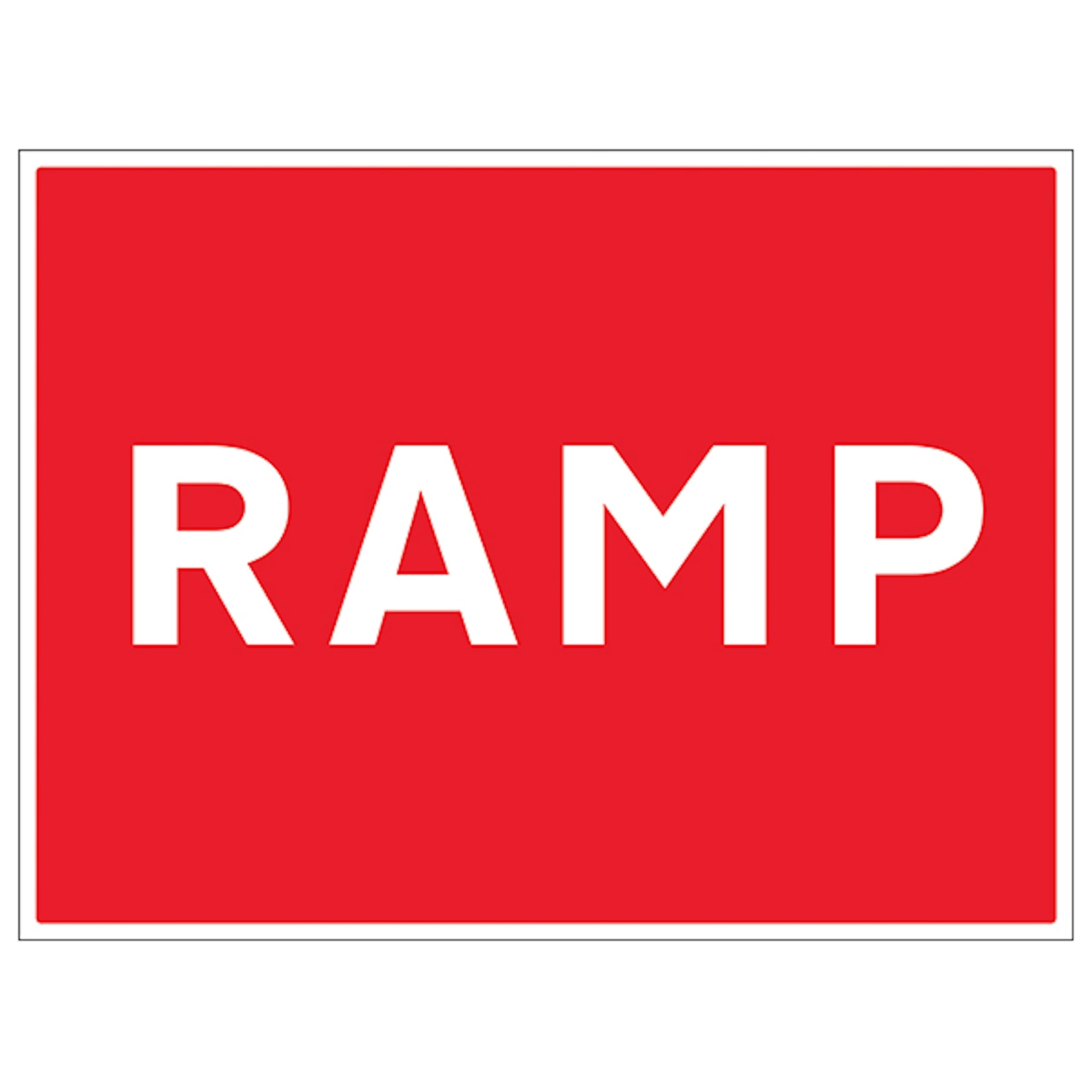 V Safety RAMP 600 x 450 mm - 3mm Reflective Aluminium Composite Safety Sign, White