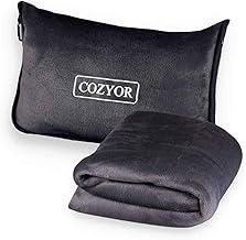 Cozyor Reisekissen & Reisedecke 2 in 1 weich 170x100 cm, kuscheliges Reiseset für Flugzeug, Auto & unterwegs mit Bezug für Erwachsene & Kinder