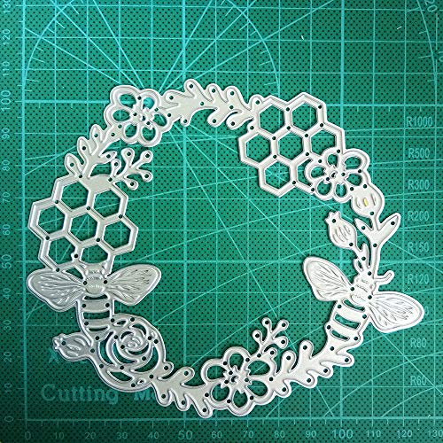 The Bees Wreath Cutting Dies Stencils Scrapbooking Template for Card Making Dies Templates Embossing Mould Crafts Template Dies Cut for Album Paper Card Decor Craft