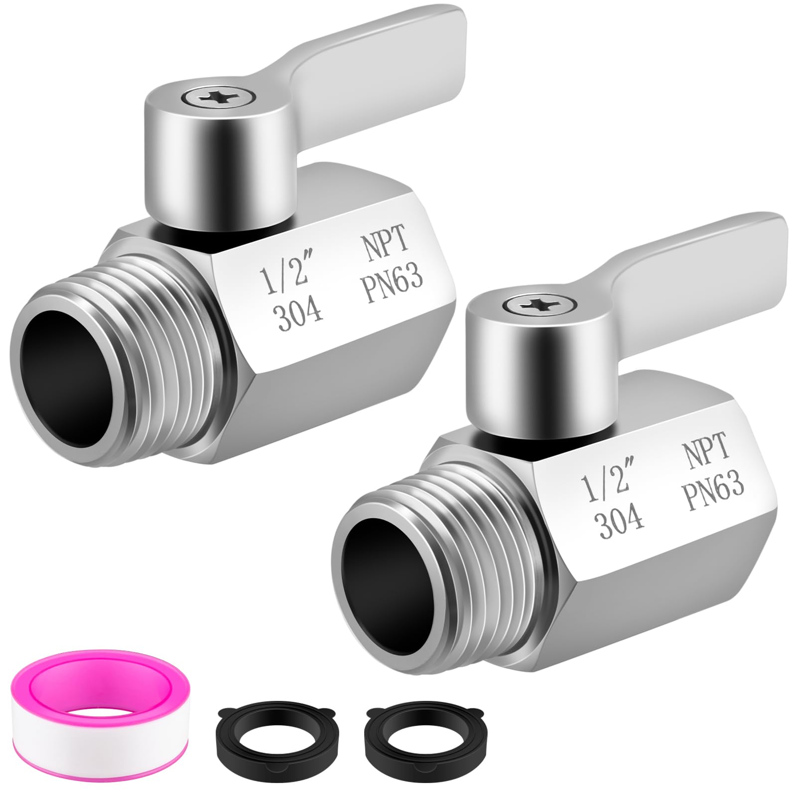 Photo 1 of [2 Pack] Shower Head Shut Off Valve 304 Stainless Steel Mini Ball Valve(1/2" Female X Male) NPT Thread Water Flow Control?RV Shower Head with Hose Flow Restrictor