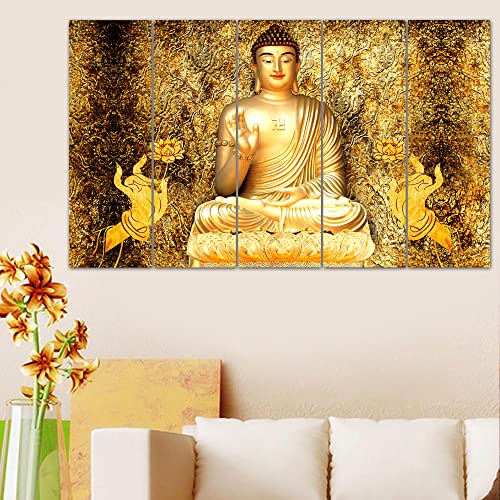 Image of Spacter art Lord Buddha Wall Painting for Living Room Big Size - Meditating Gautam Buddha Painting Decoration Wall Decor Peaceful Art for Bedroom, Office, Gifting - Wooden Framed (30x60 inch) SP356