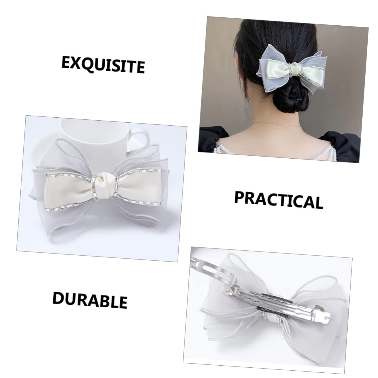 minkissy 4pezzi Fermaglio Per Forma Di Fiocco Con Strass Elegante Molletta Per Ragazze Accessorio Per Cerimonie Feste e Uso Quotidiano