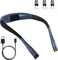Luminária De Leitura Portátil Com 3 Cores Ajustáveis, Luz Suave Para Olhos, Dobrável E Prática Para Pescoço - Ideal Para Livros, Estudar E Dormir (Cinzento)