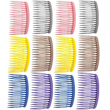 Side Hair Combs for Women 12 Pcs Plastic Hairdressing Clips Portable French Side Combs for Styling Wedding Veils and Fine Bangs