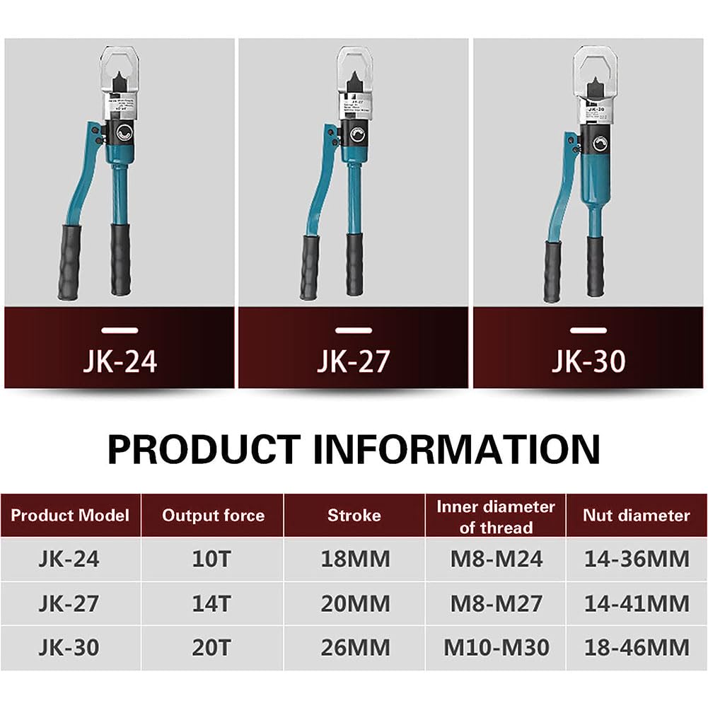 Narzędzia do rozłupywania nakrętek, hydrauliczny przecinak do nakrętek, zakres cięcia: M8-M24/M8-M27/M10-M30, zintegrowany przecinak do nakrętek do usuwania rdzy nakrętek śrubowych Jk-24