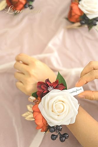 Miniatura 4 de Lookein Juego de 6 ramilletes de dama de honor para boda, flores de hombro, dama de honor, regalo de boda, ramillete para baile de graduación,