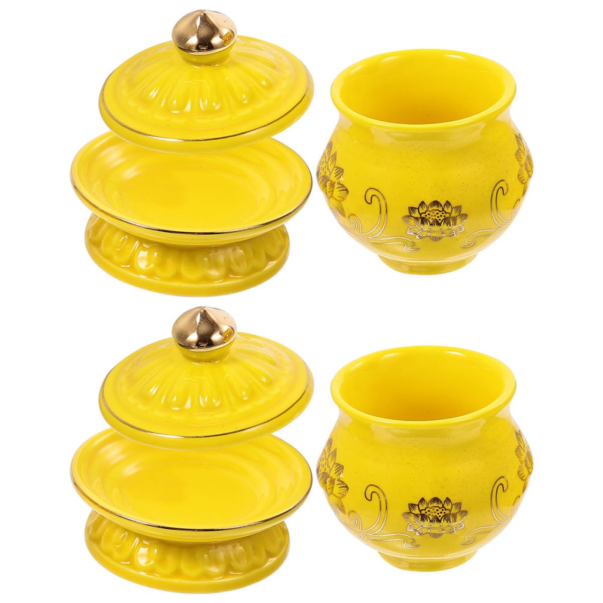 Cérémonies bouddhistes : lot de 2 tasses d'offrande en porcelaine pour eau bénite
