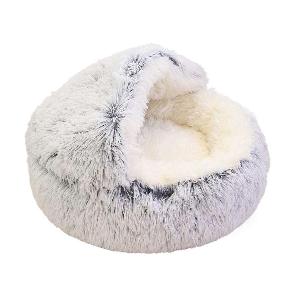 Cama cálida for Perros y gatos, casa Redonda for gatos, Cueva, cojín for Gatitos y Mascotas, Adecuado for Interiores, en el Lateral del Suelo y jardín(Gray,50cm)