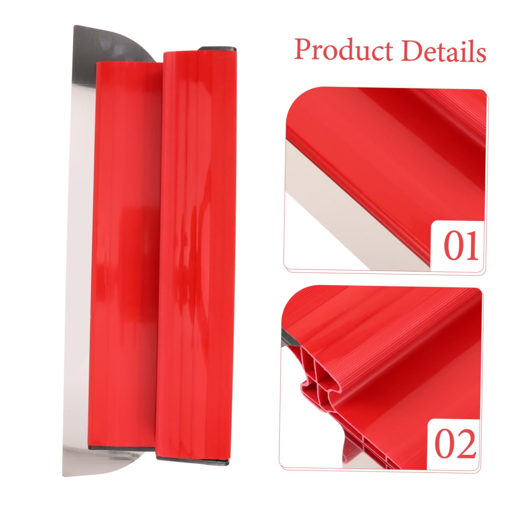 Set in Acciaio Inox di Spatola Lisciatrice per Cartongesso Rosso | Impugnatura Sicura e Confortevole, Uso Domestico, per Cartongesso e Plasterboard