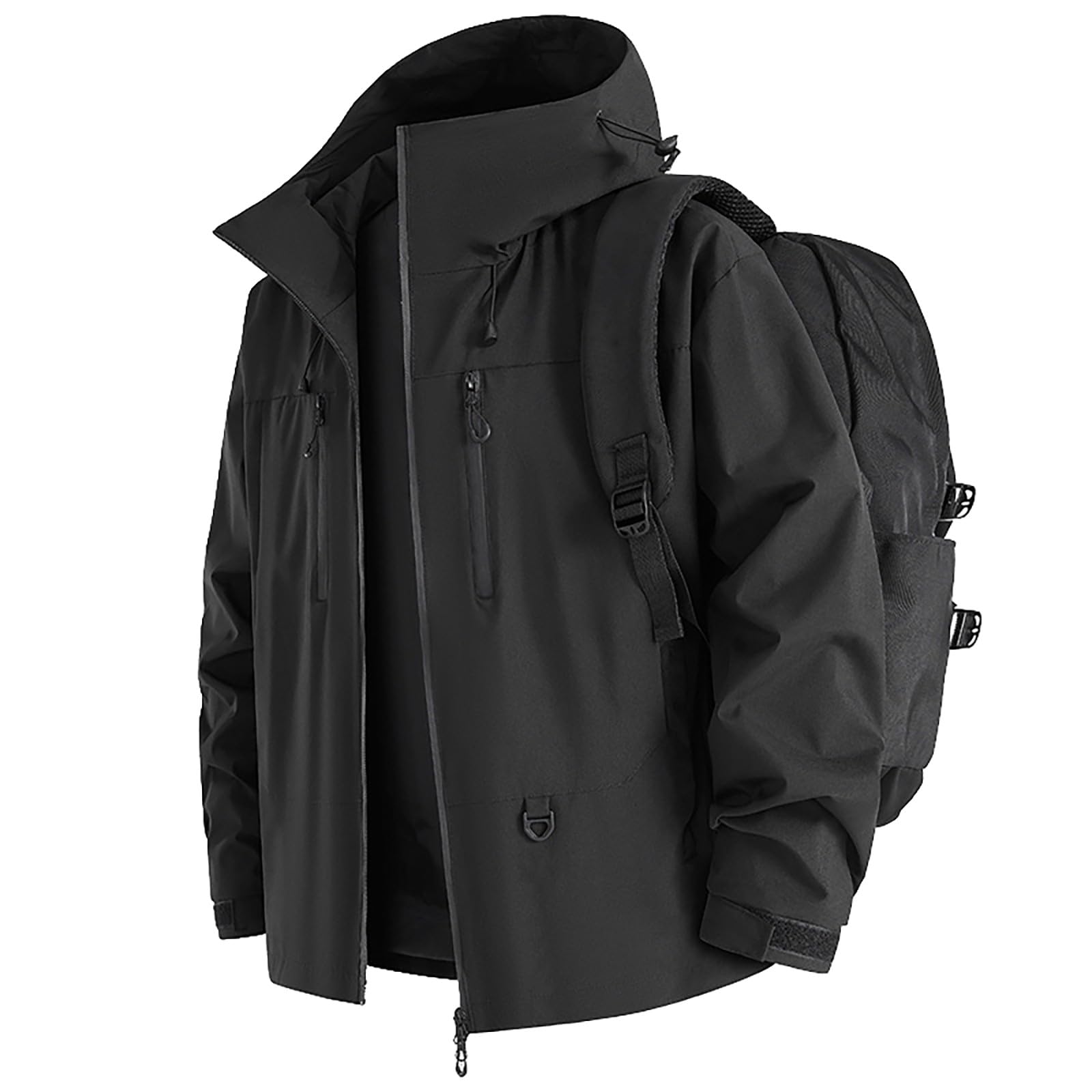 Giacca Antipioggia Da Donna, A Leggera Con Cappuccio, Impermeabile Ripiegabile 100 Grammi 14 Anni Nero Donna Cappuccio Trasparente Completo Antivento E Tascabile Trekking Invernale