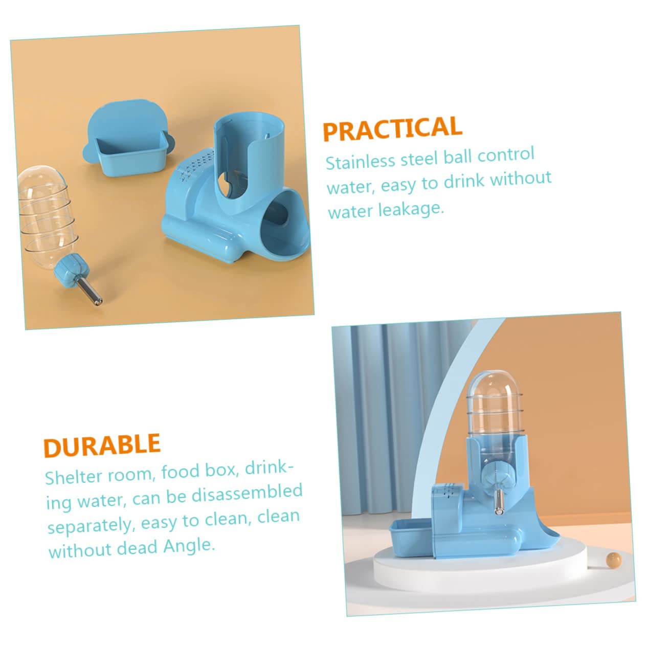 DOITOOL 2piezas Bebedero para Hámster y Roedores Diseño Vertical Antigoteo Multifuncional Botella Transparente Soporte para Agua y Comida para Animales Pequeños Sin Instalación Fácil
