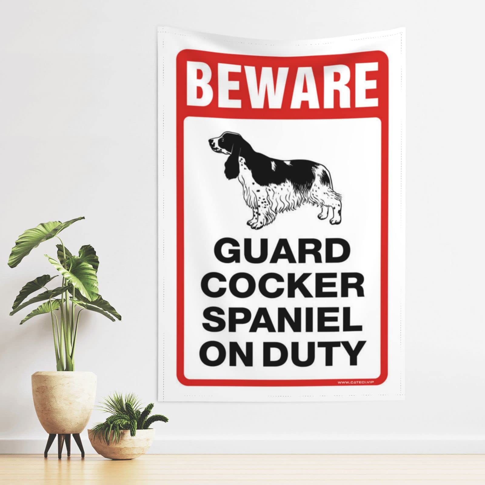 Pravoxi Men's One Color Man Cave Bar Beware! Guard Cocker Spaniel On Duty Tapestry Weird Decor Room Accessories For Teen Boys(75X100cm)