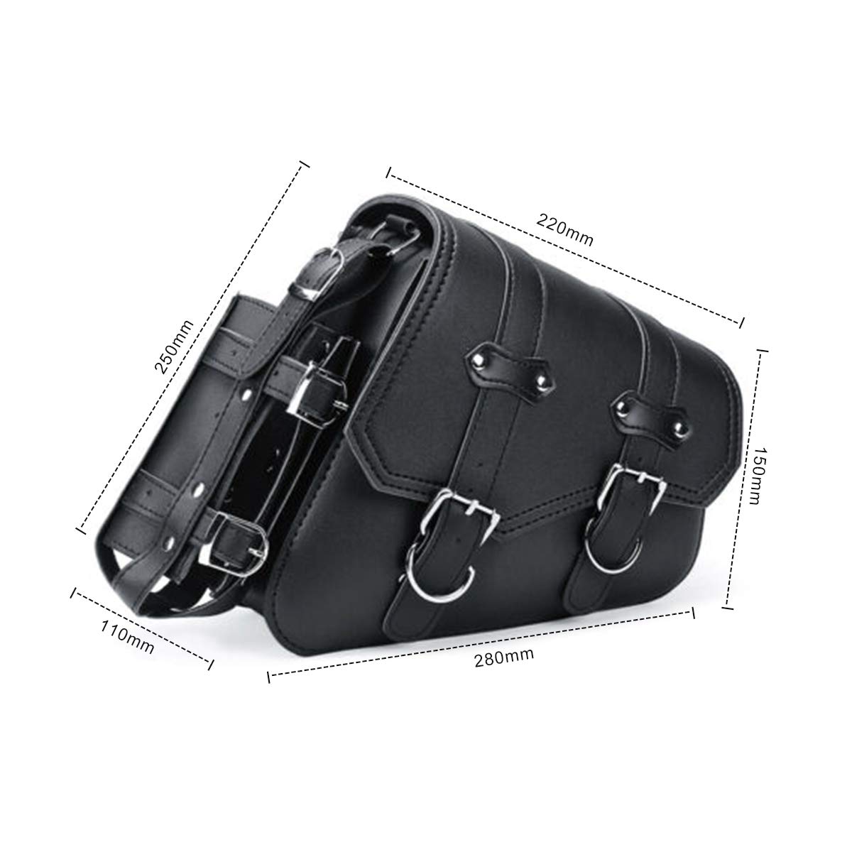 Riloer Bagage latéral pour moto - Rétro modifié - Sac latéral rétro à suspendre - Avec sac pour bouteille d'eau (gauche)