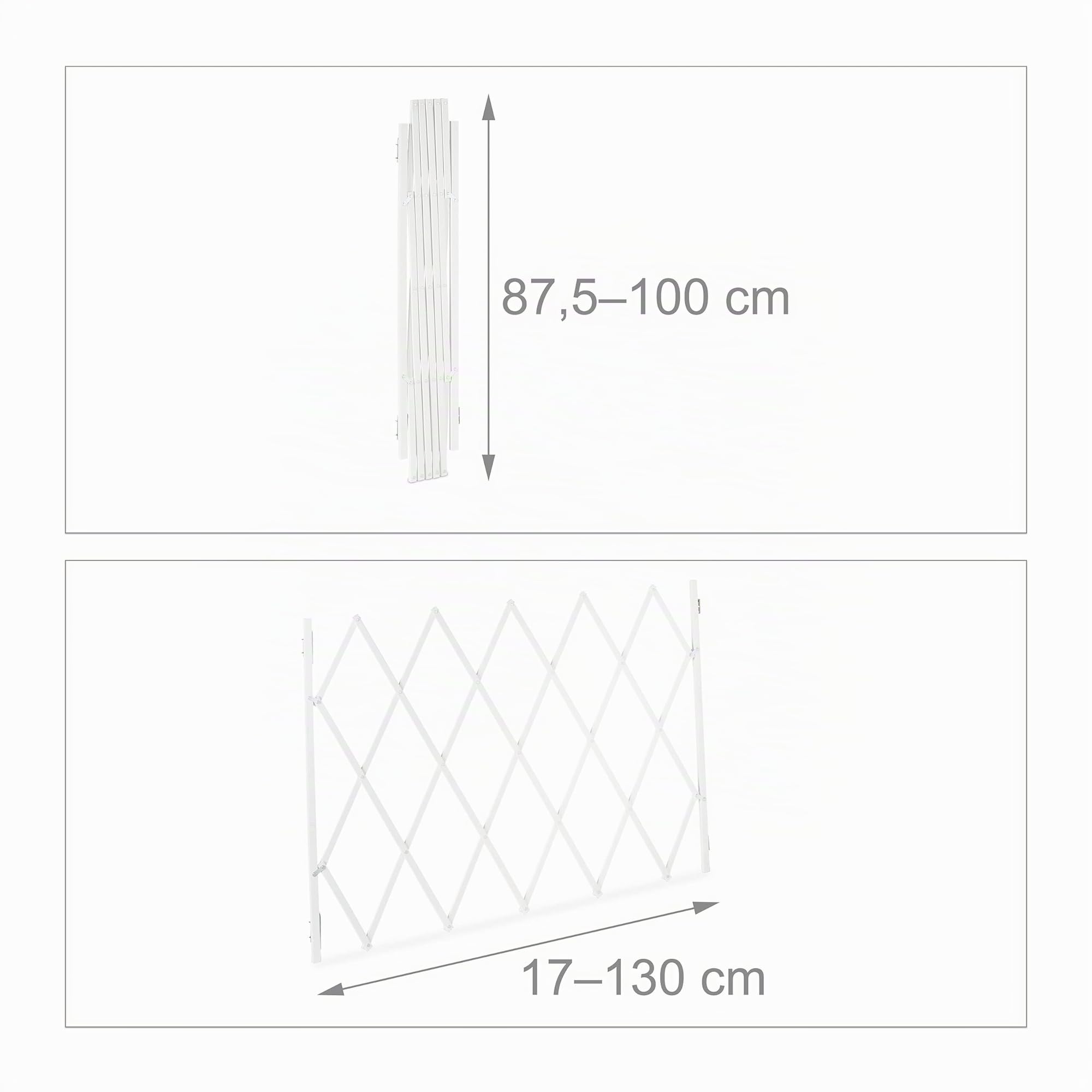 Relaxdays Cancelletto di Sicurezza per Cani, Recinzione Allungabile Fino a 130 cm, Alto 87,5-100 cm, in bambù, Bianco