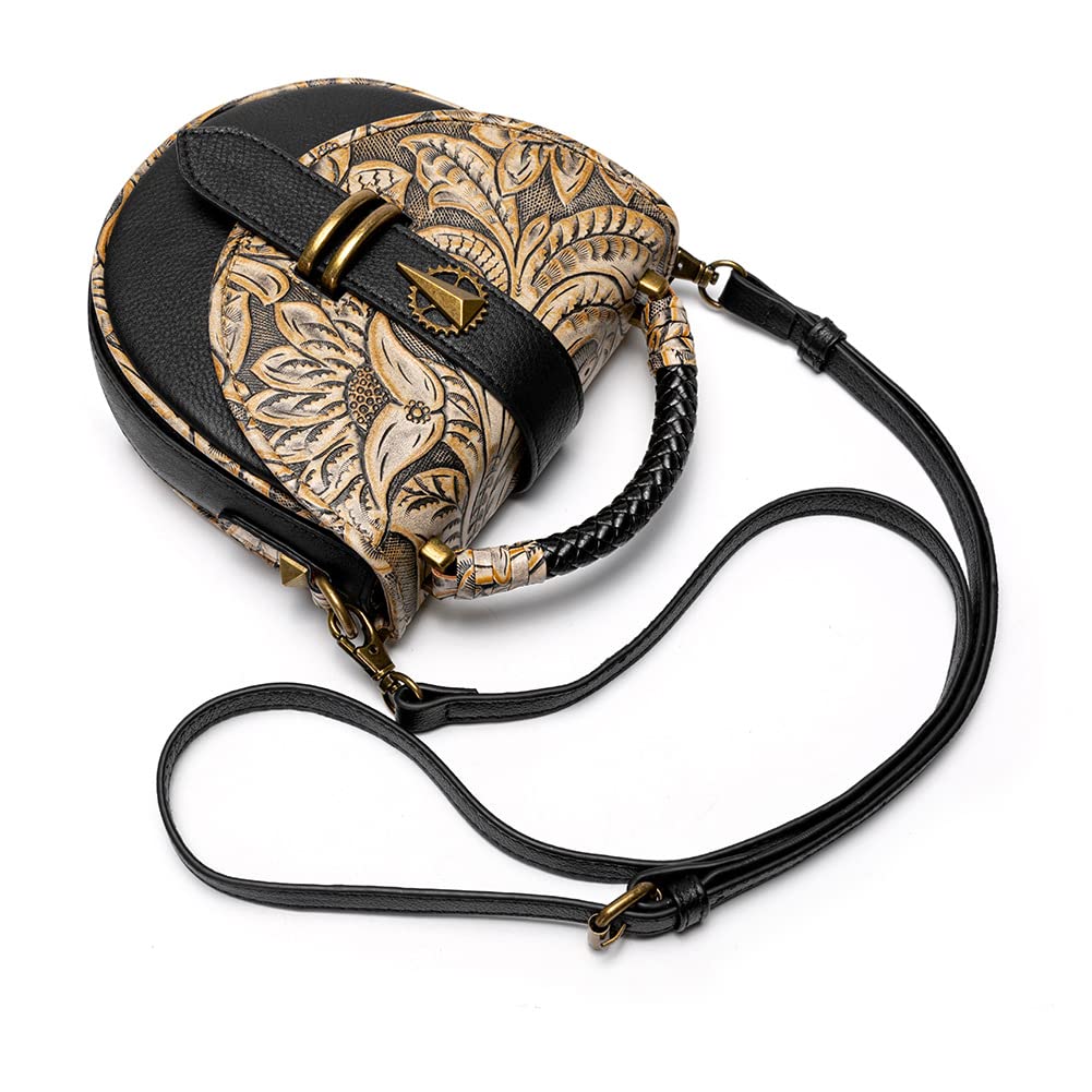 Micoklinlin Mała czarna torba na ramię damska skórzana steampunk, akcesoria na telefon komórkowy, torba crossbody, męska torebka na podróż