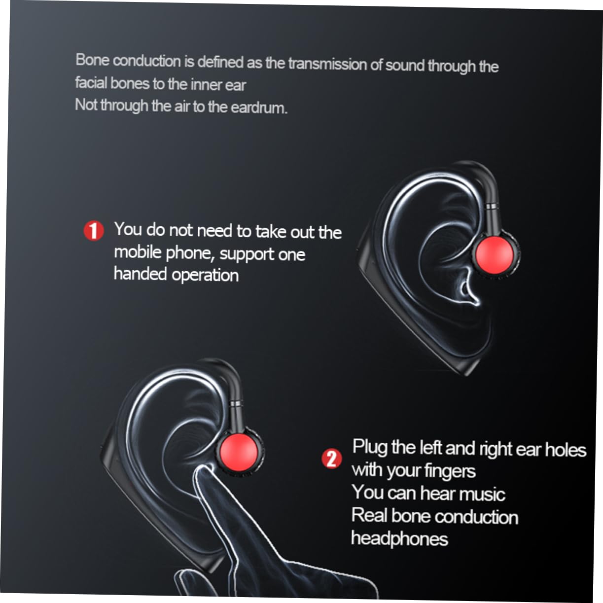 Auricolari Sportivi Wireless a Conduzione Ossea Sopra L’orecchio, Cuffie da Corsa Gancio Regolabile e Suono Surround per Fitness e Allenamento