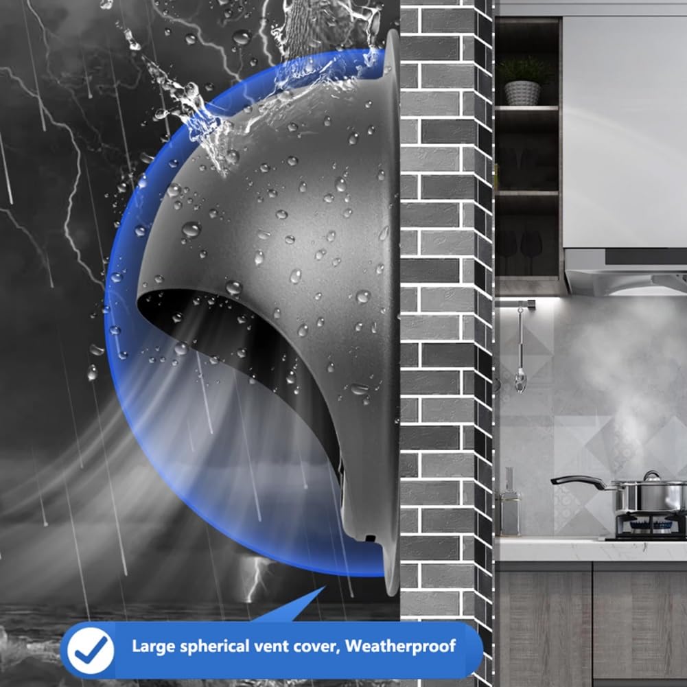 Rejilla de Ventilación de Pared de Acero Inoxidable 304, Redonda, 100/110/120/150/160 mm, Cubierta de Ventilación de Exterior, Rejilla Ancha, para Cocina, Campana Extractora(White,150mm/6in)