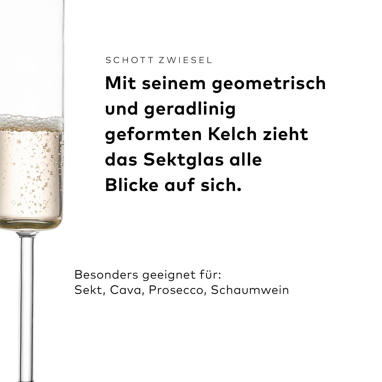 SCHOTT ZWIESEL Kieliszki do szampana Modo (zestaw 4 szt.), proste kieliszki do szampana z punktu musującego, nadają się do mycia w zmywarce, Made in Germany (nr art. 119901)