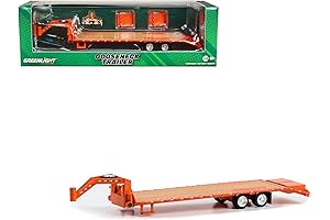 1/64 Gooseneck Trailer Orange with Red and White Conspicuity Stripes