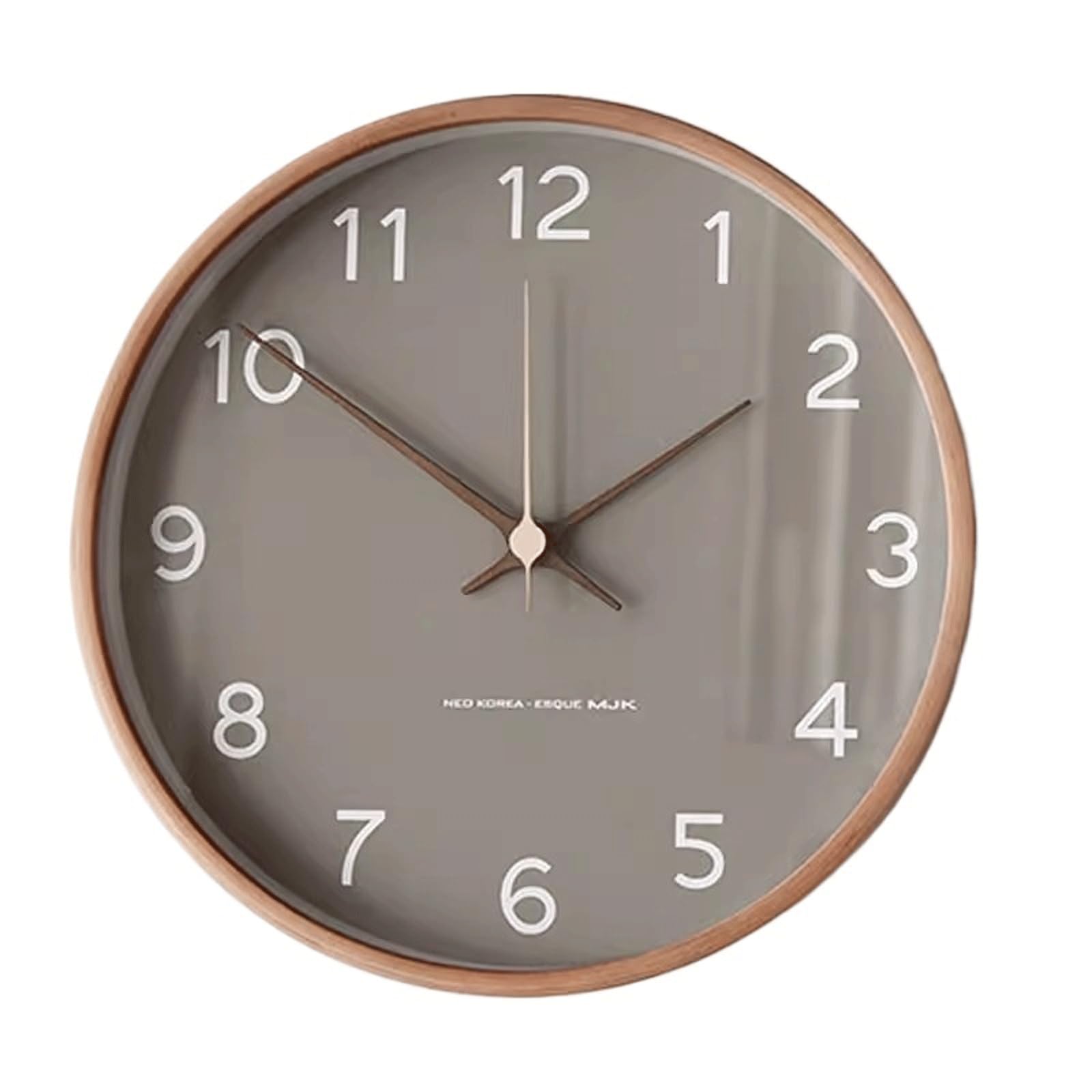 Aioneer Wall Clock 10 Inch Solid Wood Living Room Decoration Clock, Silent Quartz Wall Mounted Suitable For Offices, Rooms, And Study-Gris-12inch