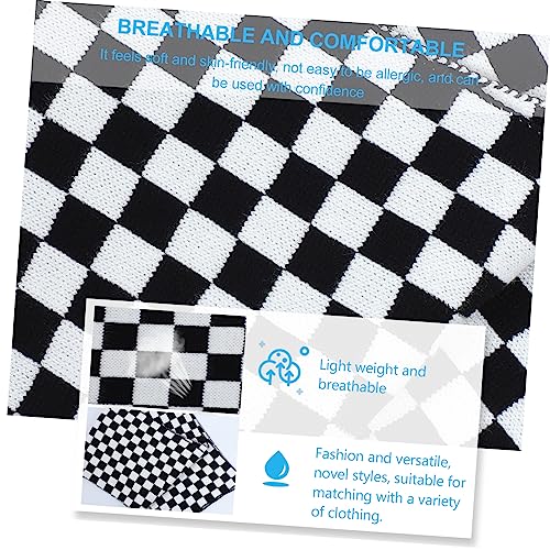 GALPADA 1 PC Checkerboard Scarf Yarn Scarf Xmas Winter Scarves for Women Winter Plaid for Women Christmas Warm Chessboard Black White Grid4
