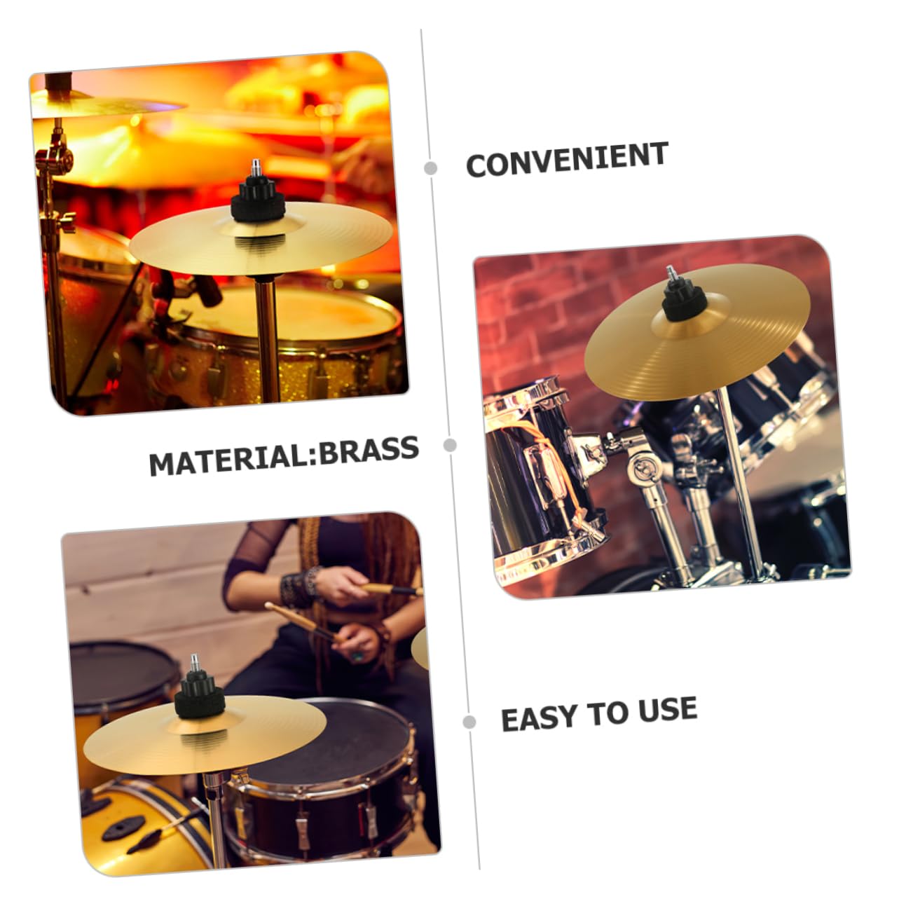 Cymbale Crash pour Batterie en Laiton, Lot de 2 Set de Set de Pièces, Or | Bords sans Bavures, Légère, pour Kit de Batterie et Cymbales Jazz, Instrument de Musique