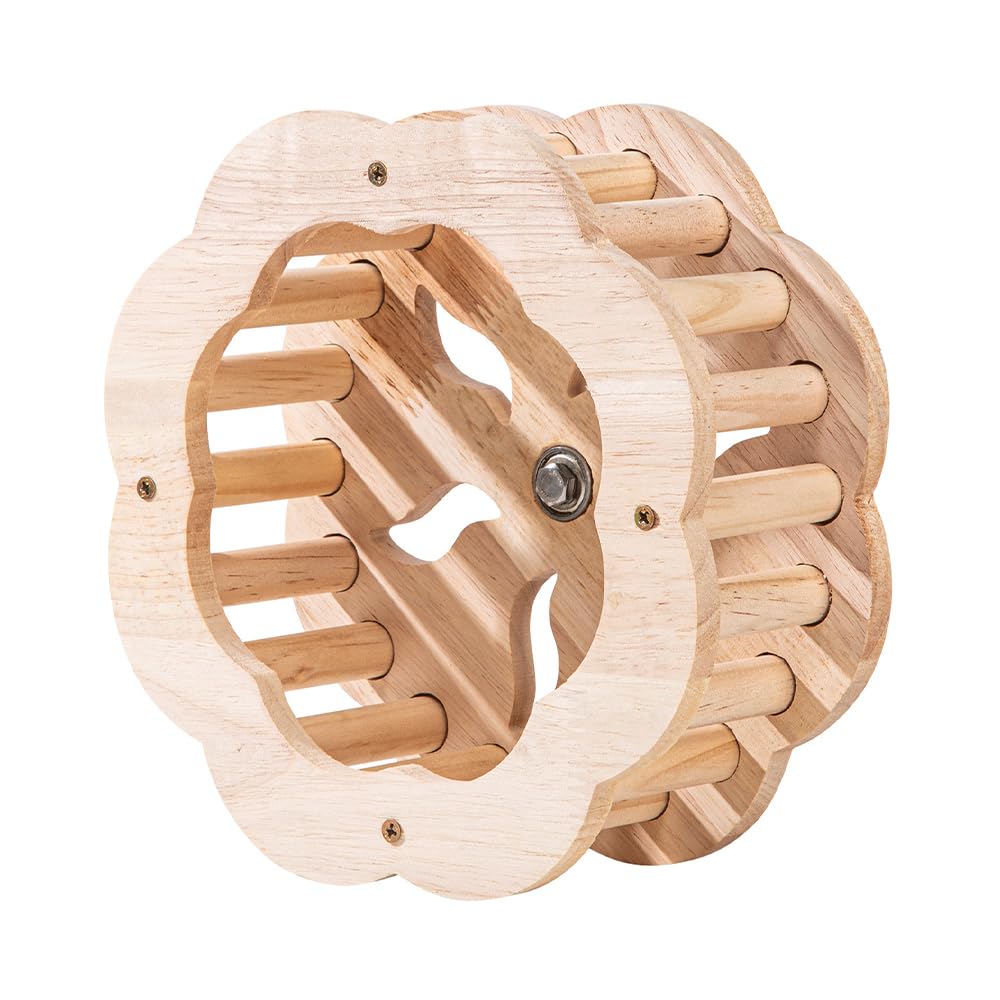 Parrot Running Wheel, Wooden Bird Exercise Wheel Interactive Toys Resistant Chewing Birds Wheels Entertainment Toy for Cockatiels Lovebird