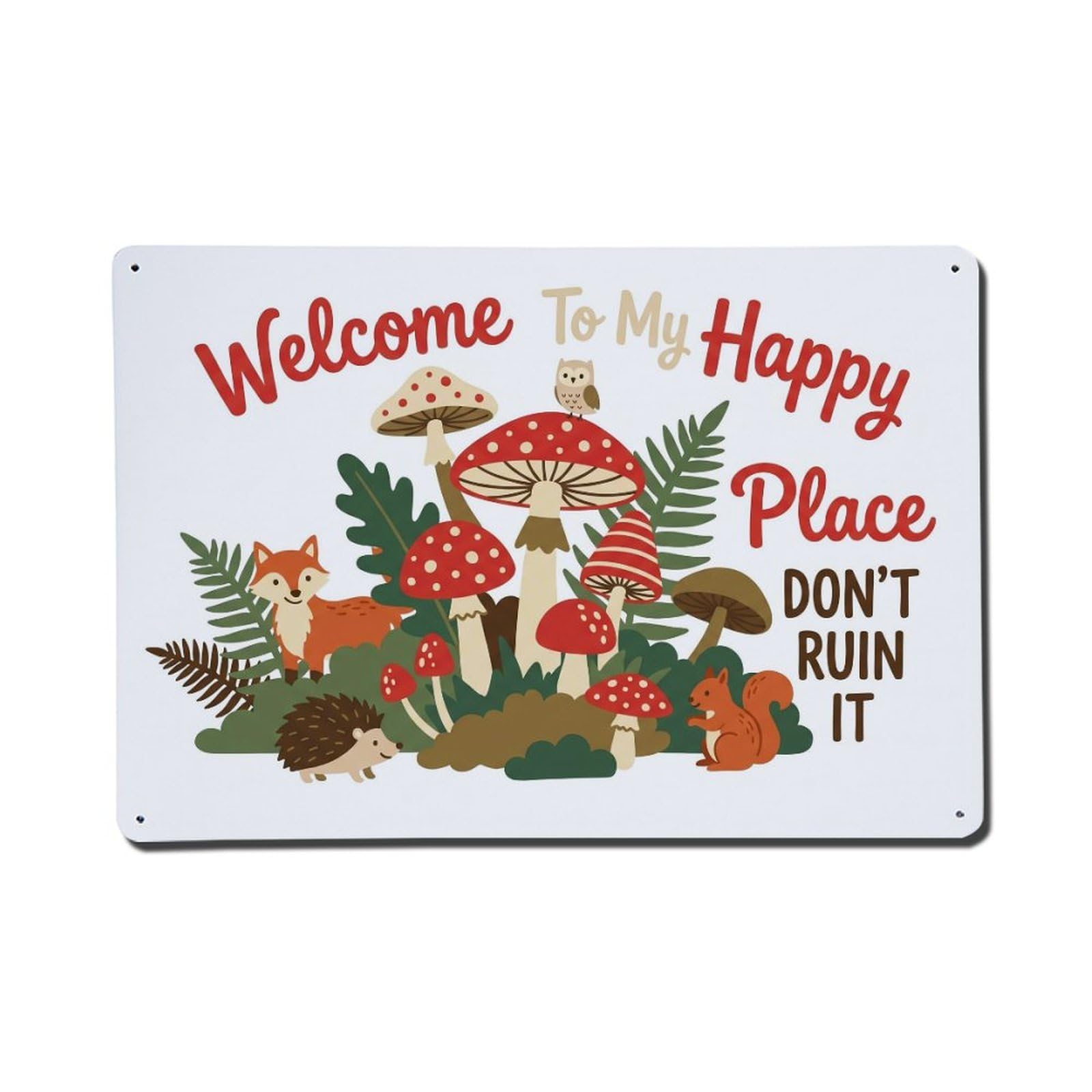 Mushroom Forest Cottage Humor Metal Tin Sign Plaque Wall Decor for Cafe, Club Bar, Office, Home Garden Metal Poster 8x12Inch