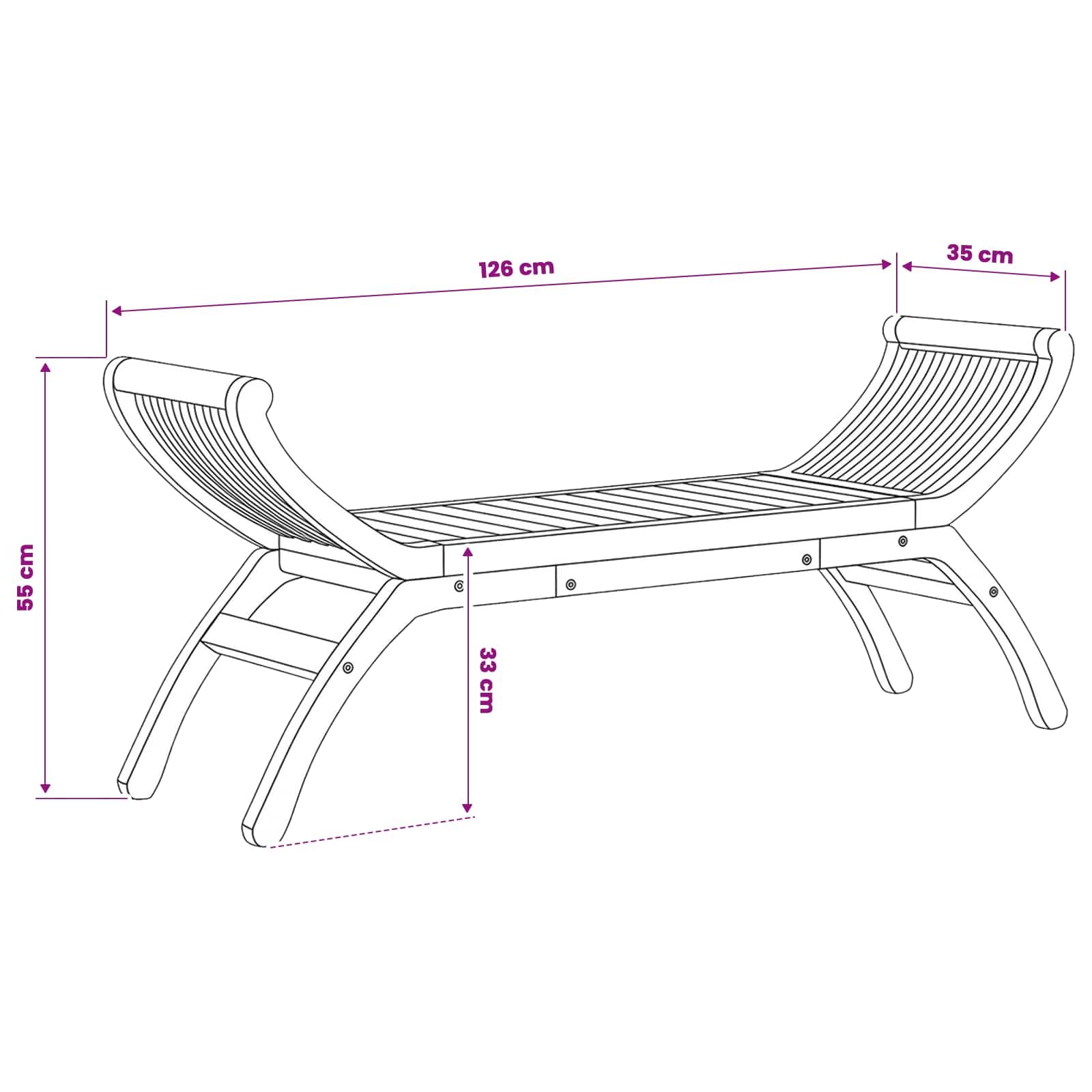 vidaXL Tuinbank 2 -Seater 126 cm Massief Teakhout Naturel