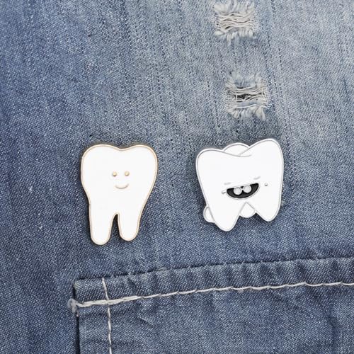 Image of Dental Pins Dental Shape Brooch Cute Cartoon Enamel Tooth Badge Tooth Pin Women Men Personality Style Doctor Dentist Uniform Brooch Pin Gift