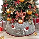 NIBESSER Christmas Tree Collar, 30 Inches Tree Skirt Ring Grey Basket Rustic Farmhouse Style Tree St