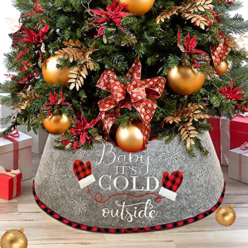Nibesser Christmas Tree Collar, 30 Inches Tree Skirt Ring Grey Basket Rustic Farmhouse Style Tree Stand Cover Plastics Sheets With Collar Cover Christmas Tree Decoration Xmas Ornaments #TOP12