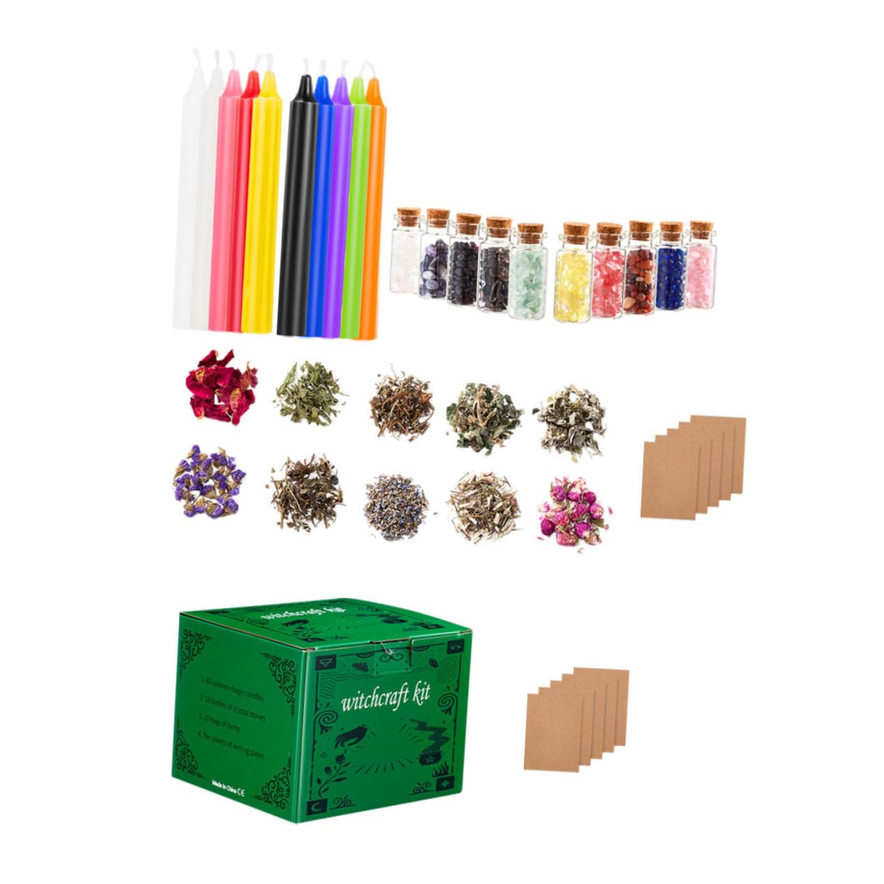 TOVINANNA Witchcraft Candle Set Mini Crystals Handmade Jewelry Materials DIY Altar Supplies for Beginners
