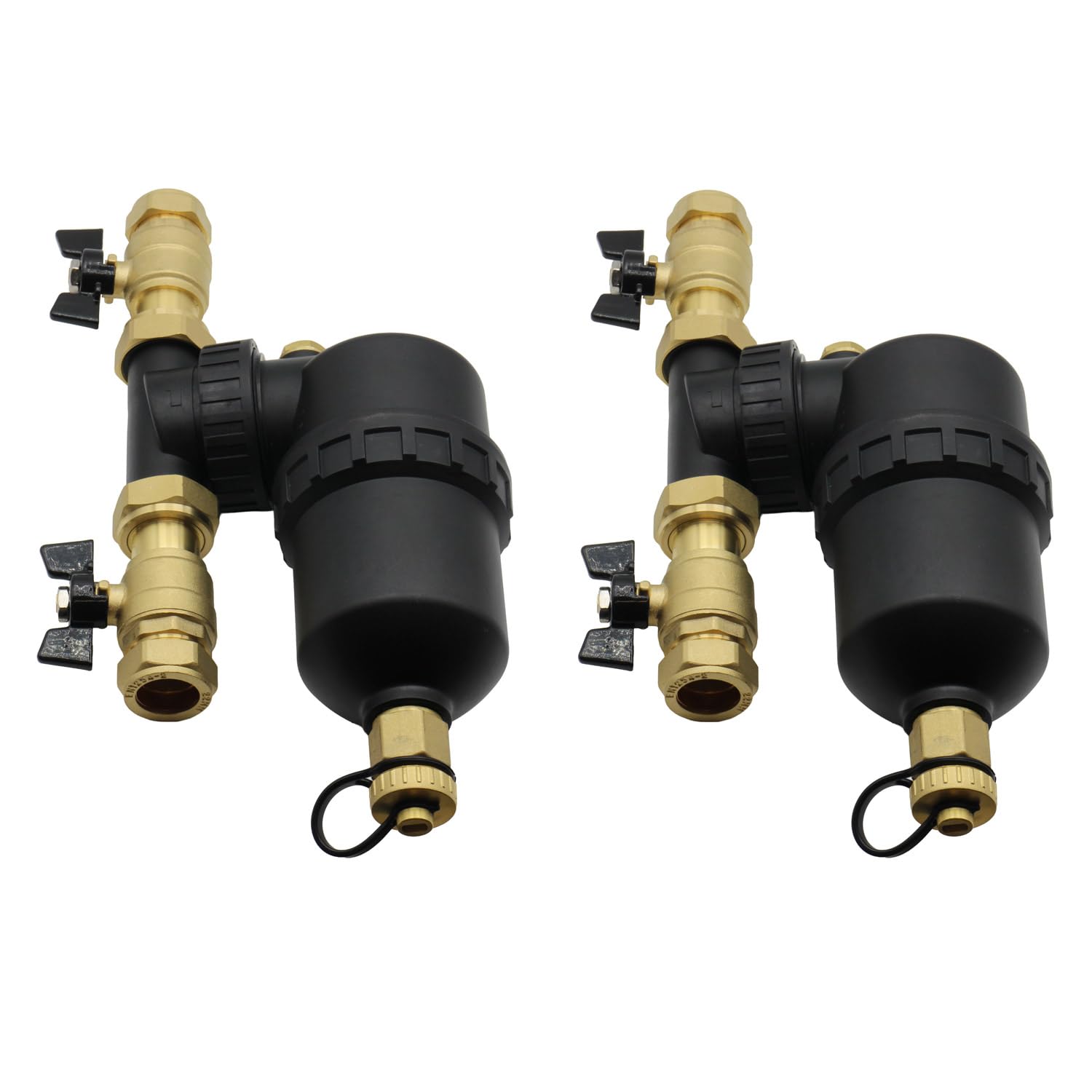 2 x Magnetic Filter for Central Heating Systems 22mm with Isolation Valves (Two Pack)