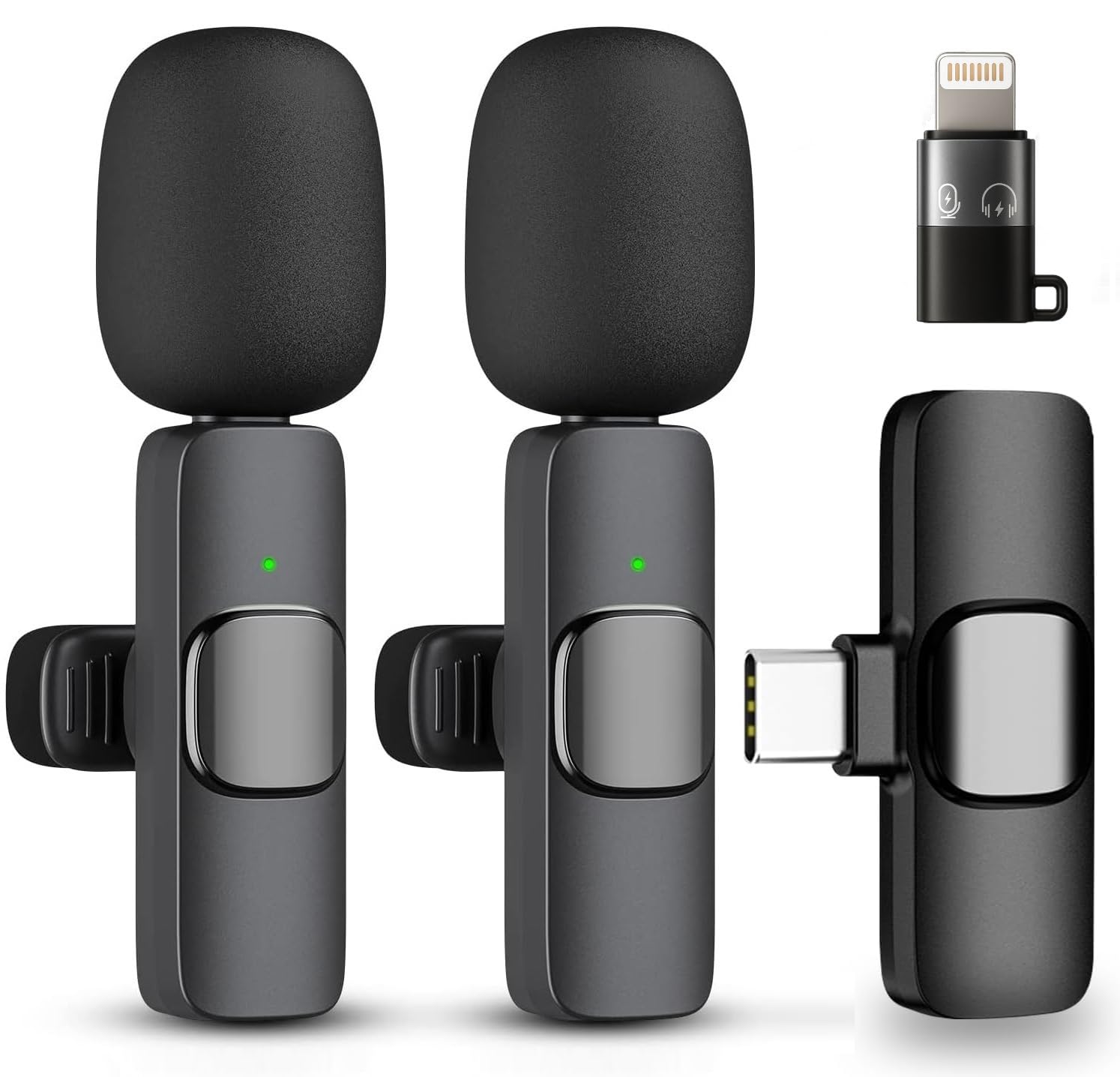 GLOBAL TECH Wireless Lavalier Microphones for iPhone/Android Phones/iPad/Tablets