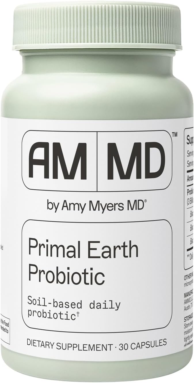 Primal Earth Probiotic - Digestive & Immune Support Supplement - Soil-Based Probiotic - Gluten-Free & Non-Dairy - Paleo-Friendly Adult Health Supplement - 30 Capsules
