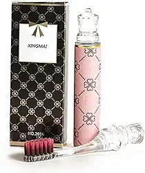 CMHX Conjunto de escovas de dentes dobráveis para viagem, cabeça compacta, mini escova de dentes com estojo para escova de dentes, escovas de dentes de cerdas macias para adultos (alças de couro rosa,